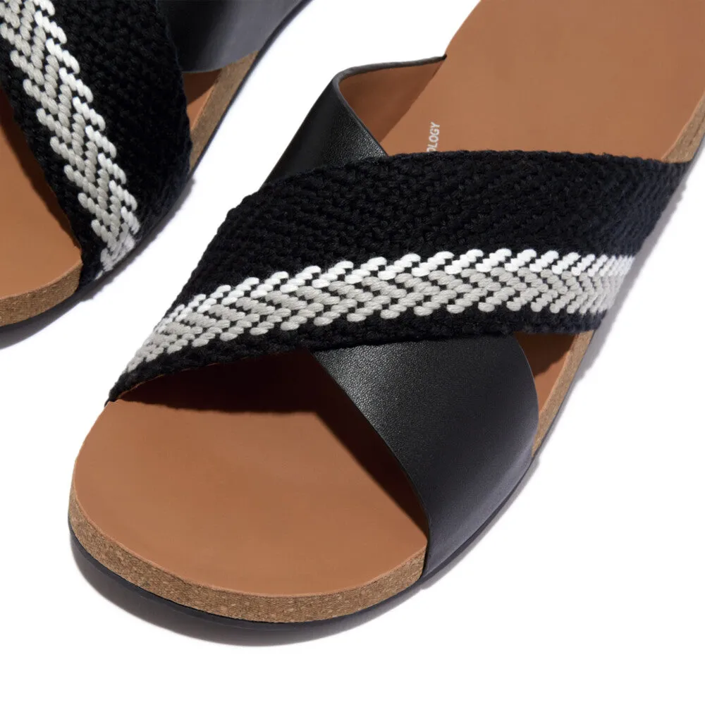 รองเท้าแตะ ผู้ชาย รุ่น iQUSHION MEN'S STRIPE-WEBBING/LEATHER CROSS SLIDES