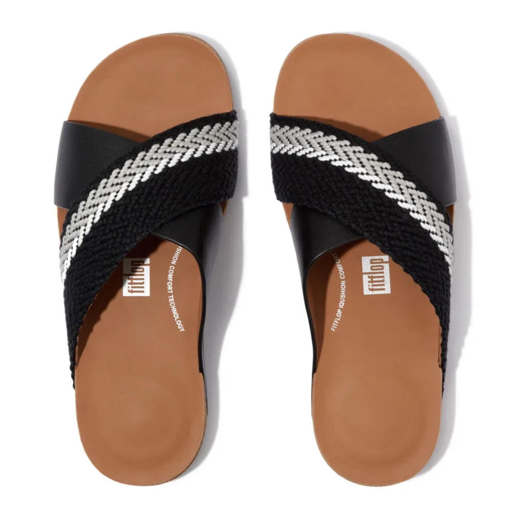 รองเท้าแตะ ผู้ชาย รุ่น iQUSHION MEN'S STRIPE-WEBBING/LEATHER CROSS SLIDES