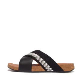 รองเท้าแตะ ผู้ชาย รุ่น iQUSHION MEN'S STRIPE-WEBBING/LEATHER CROSS SLIDES