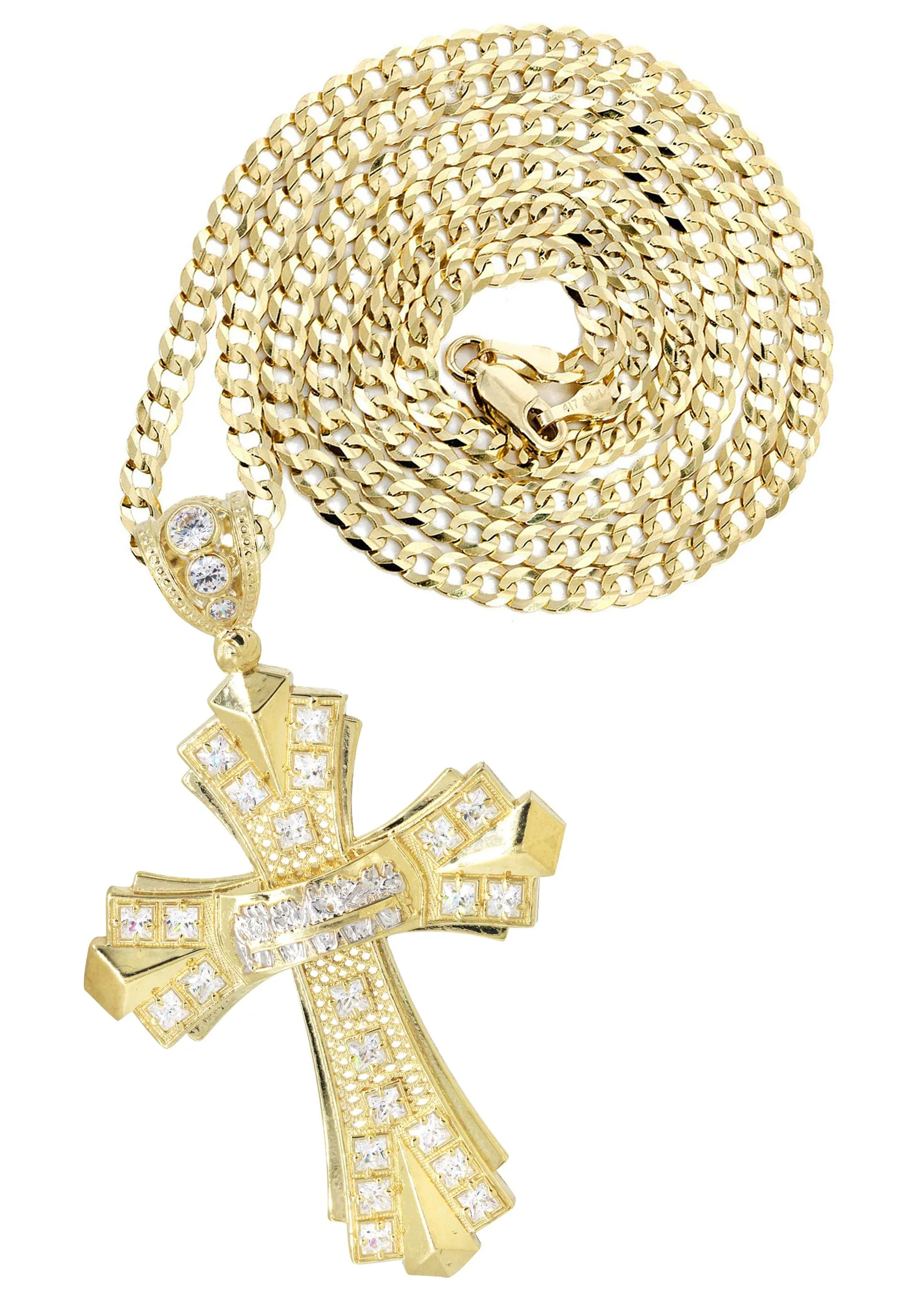 10K Yellow Gold Cross Necklace | Appx. 17.8 Grams