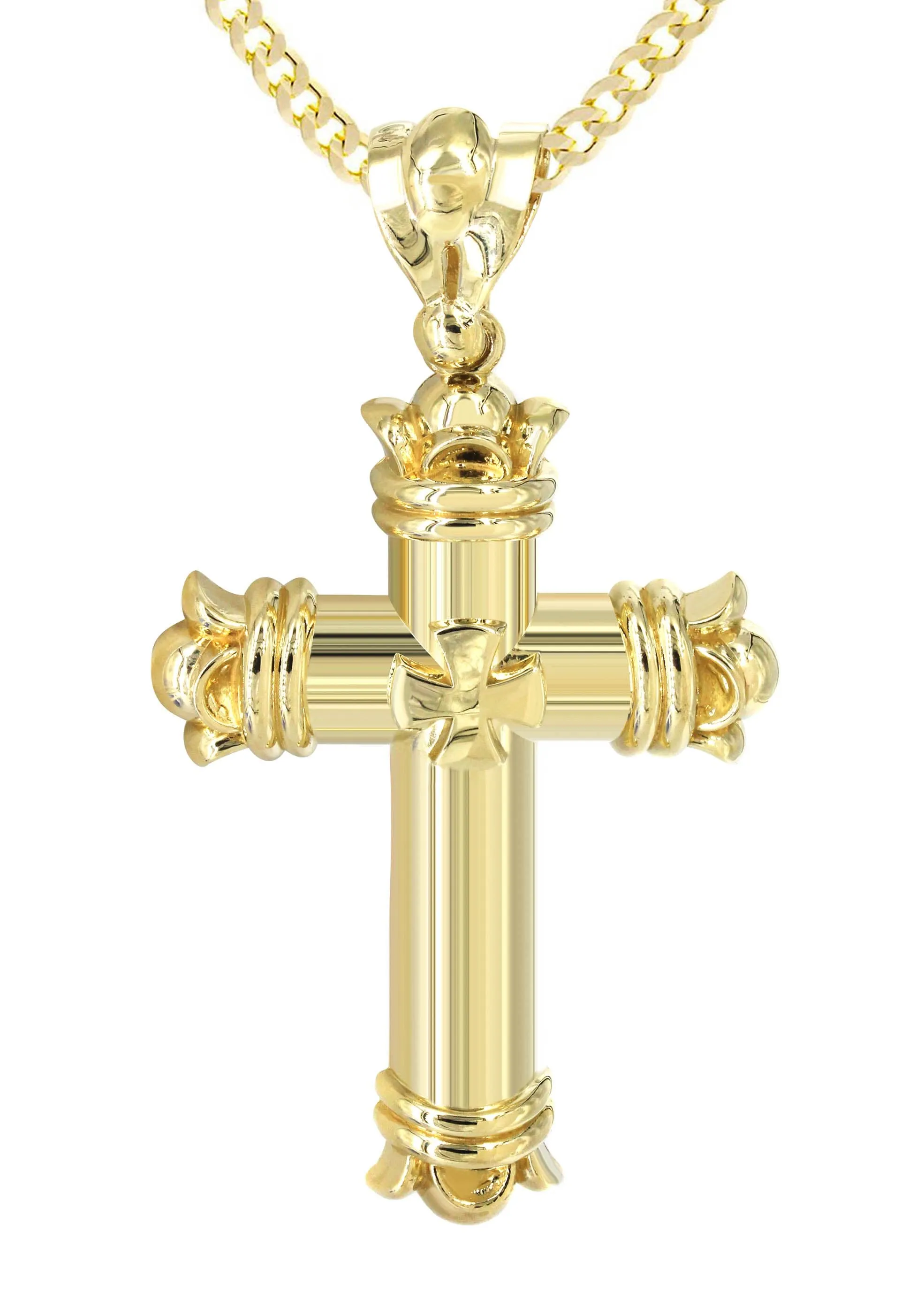 10K Yellow Gold Cross Necklace | Appx. 24.9 Grams