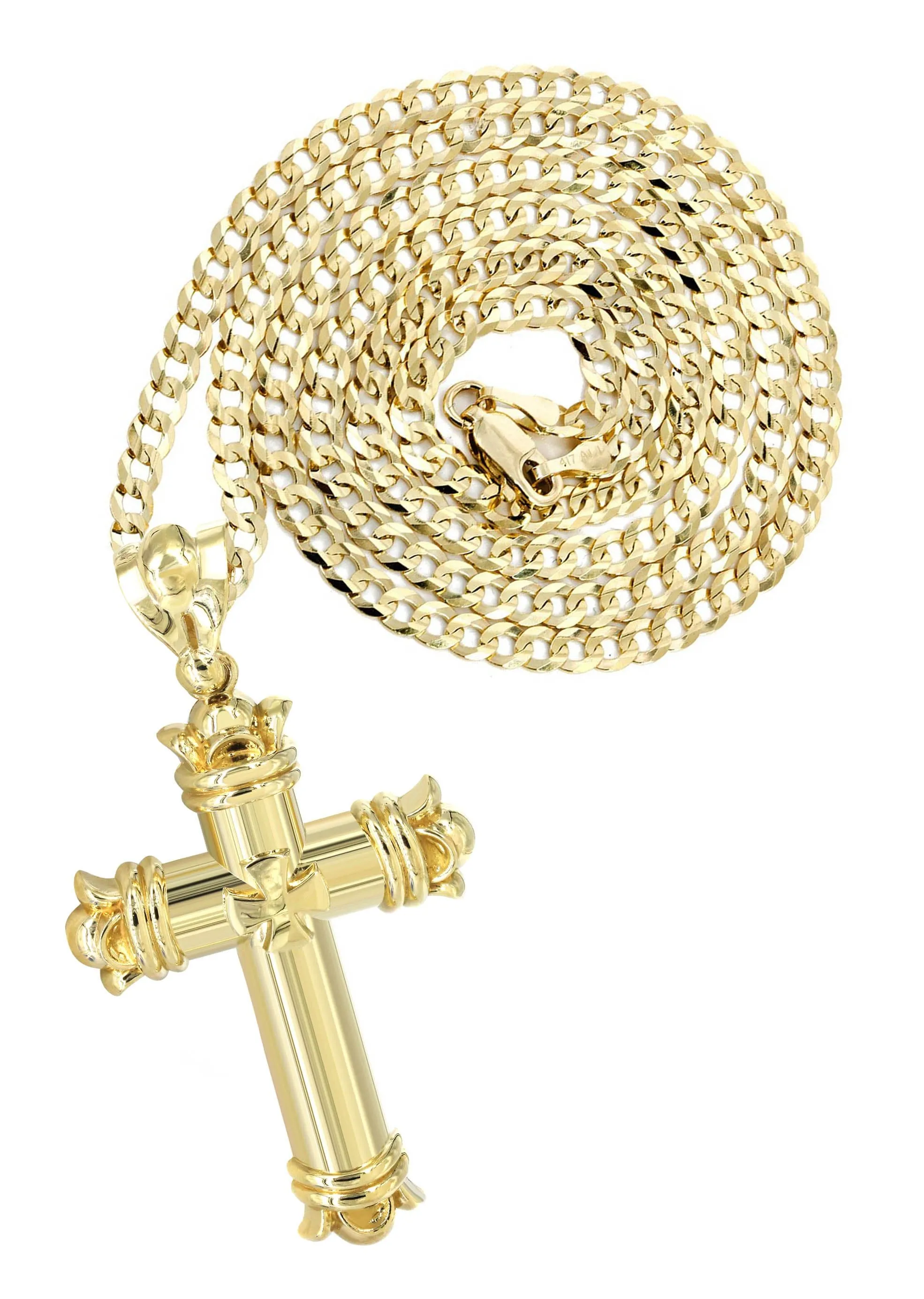 10K Yellow Gold Cross Necklace | Appx. 24.9 Grams