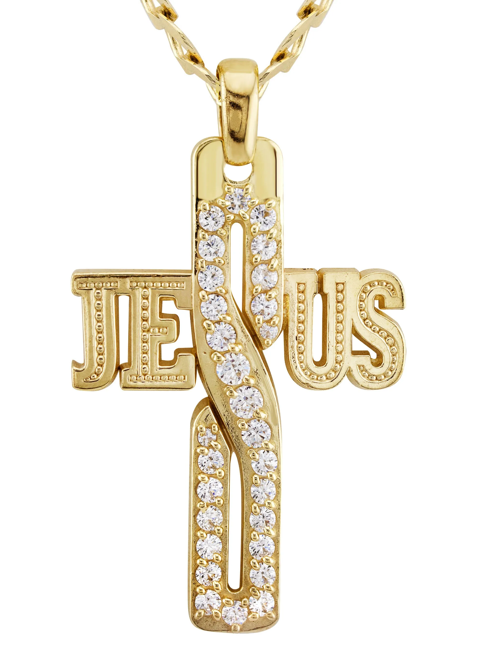 10K Yellow Gold Cross Necklace | Small 9 Grams - Large 16 Grams