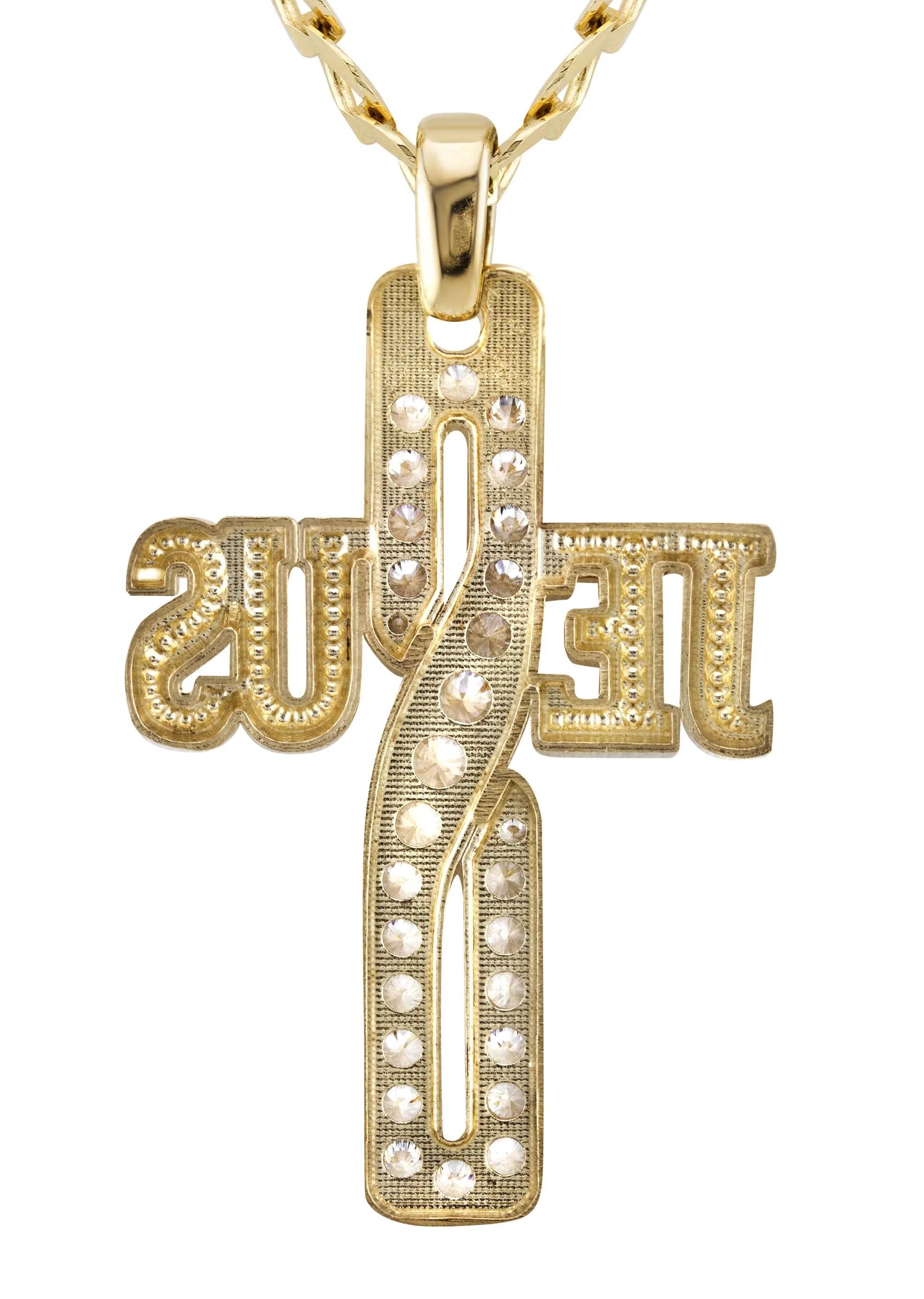 10K Yellow Gold Cross Necklace | Small 9 Grams - Large 16 Grams