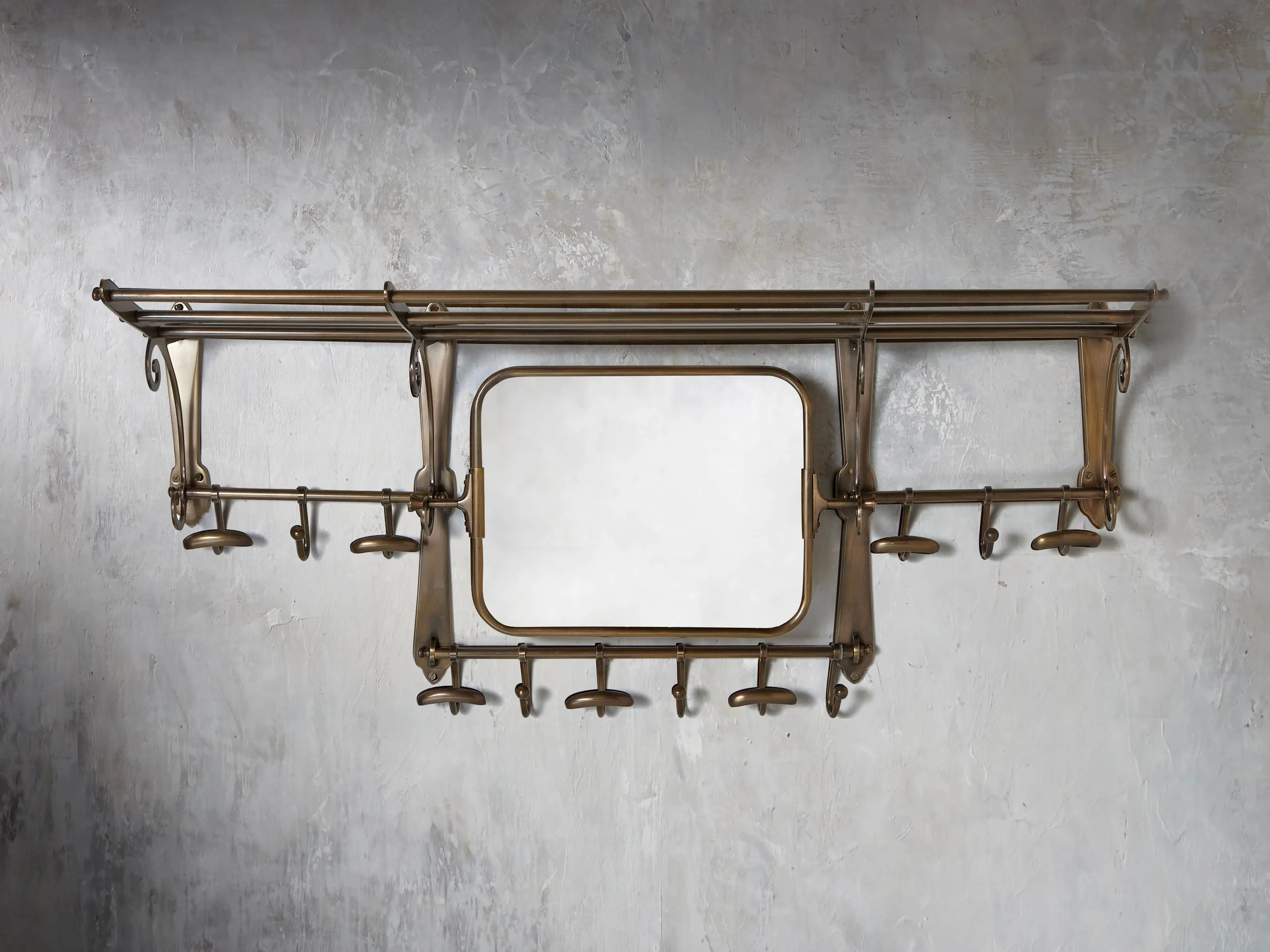 12 Hook Grand Chester Mirror in Antique Brass