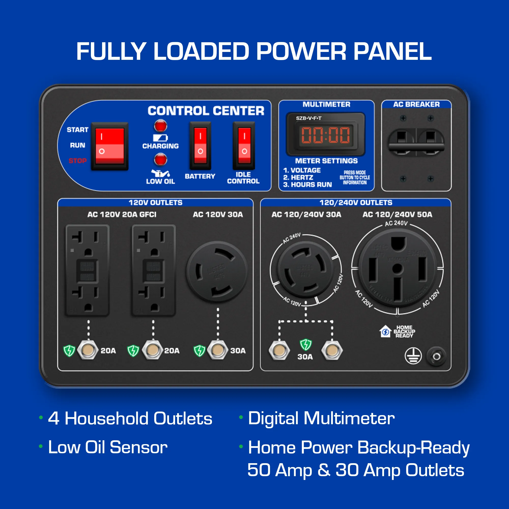 12,000 Watt Dual Fuel Portable Generator w/ CO Alert