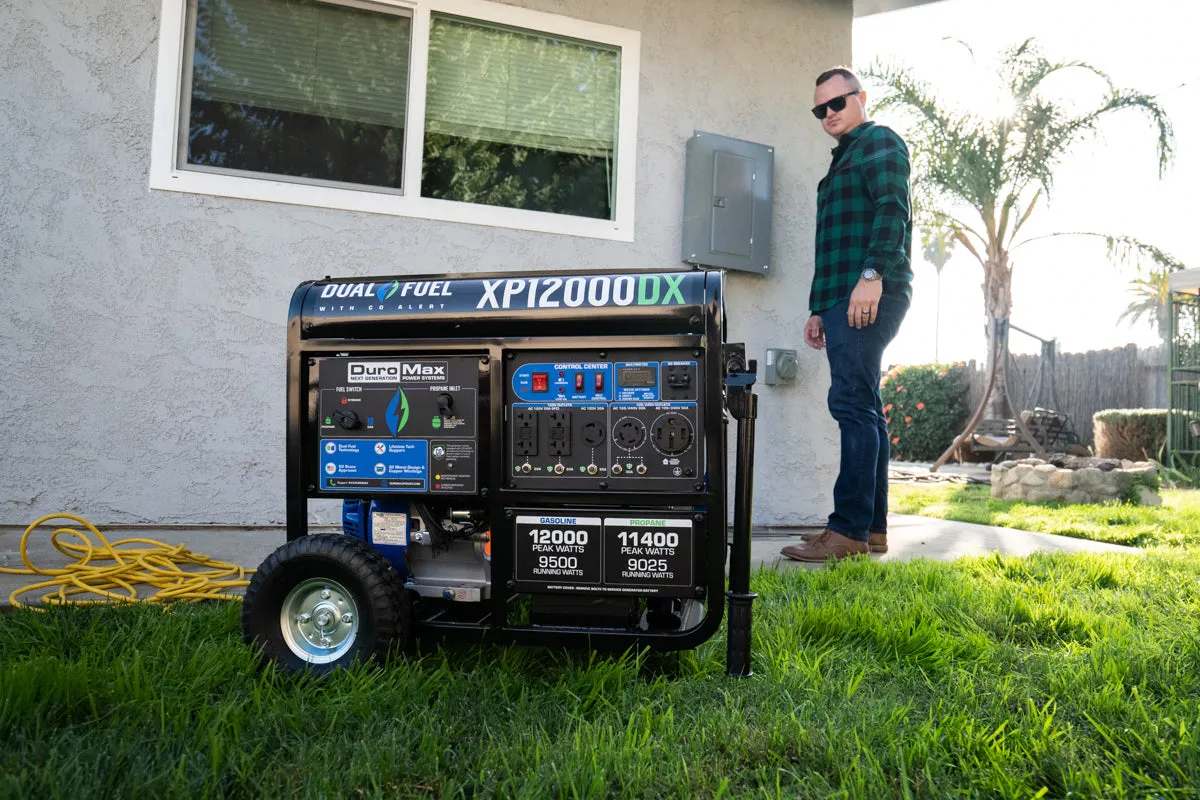 12,000 Watt Dual Fuel Portable Generator w/ CO Alert