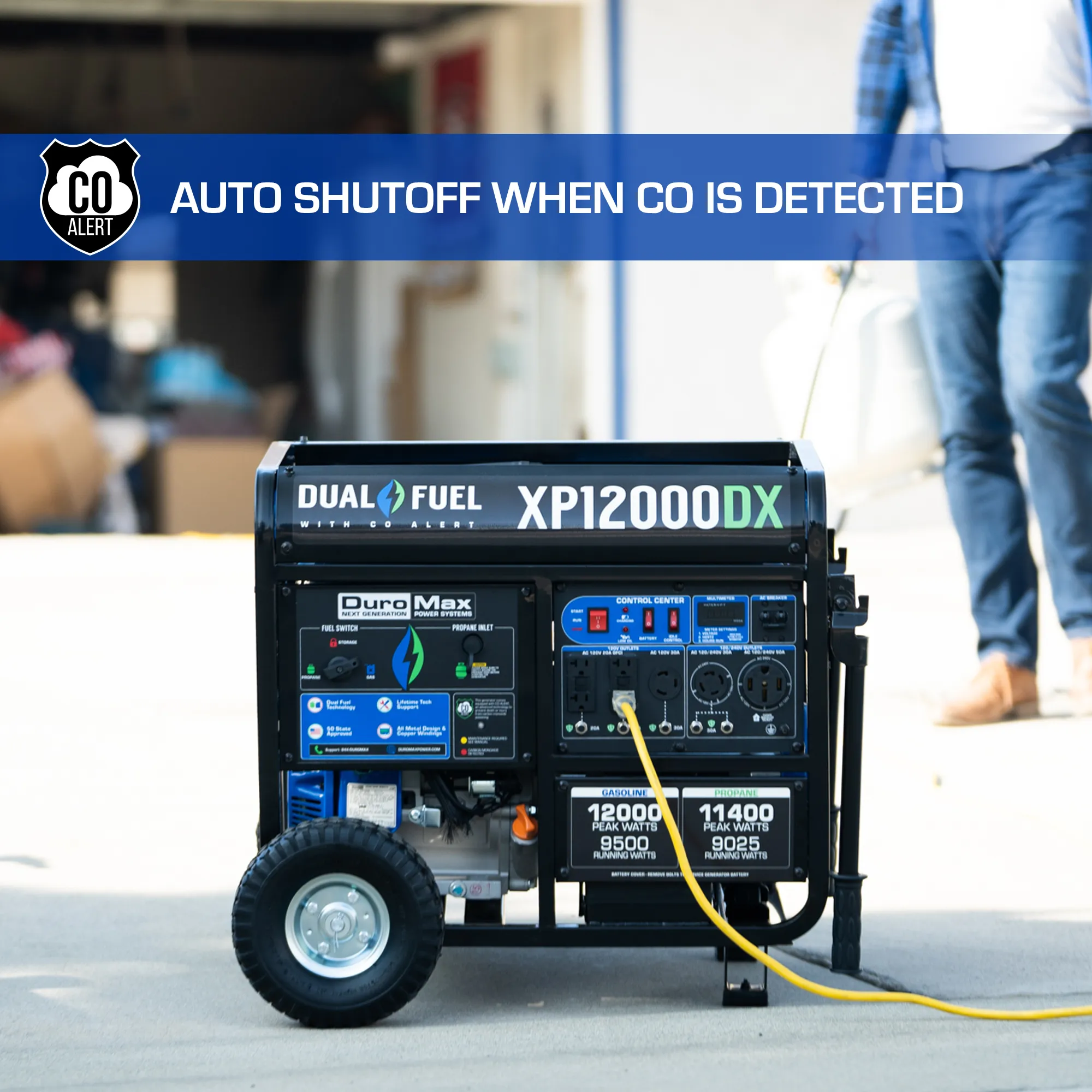 12,000 Watt Dual Fuel Portable Generator w/ CO Alert