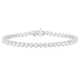 14ct White Gold 3.80 Carats Diamond Tennis Bracelet With 46 Brilliant Diamonds 17.5cm