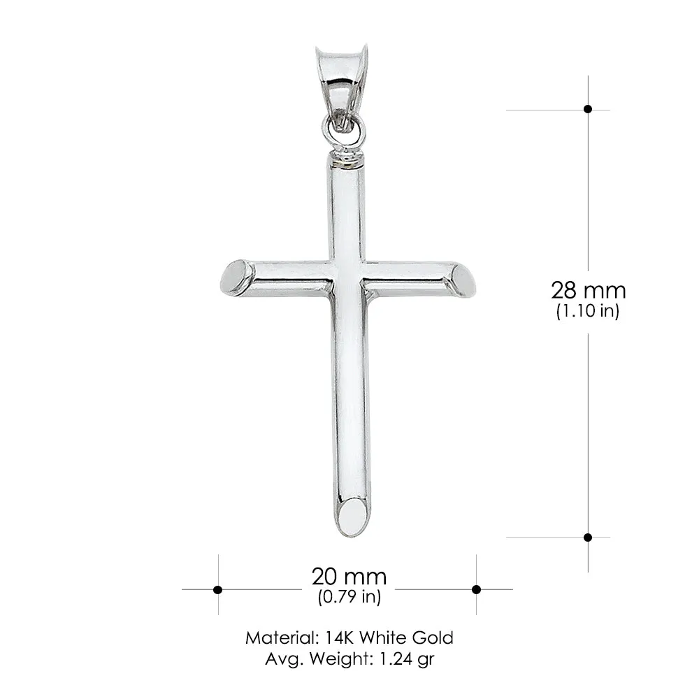 14K Gold Classic Cross Charm Pendant with 1.1mm Wheat Chain Necklace