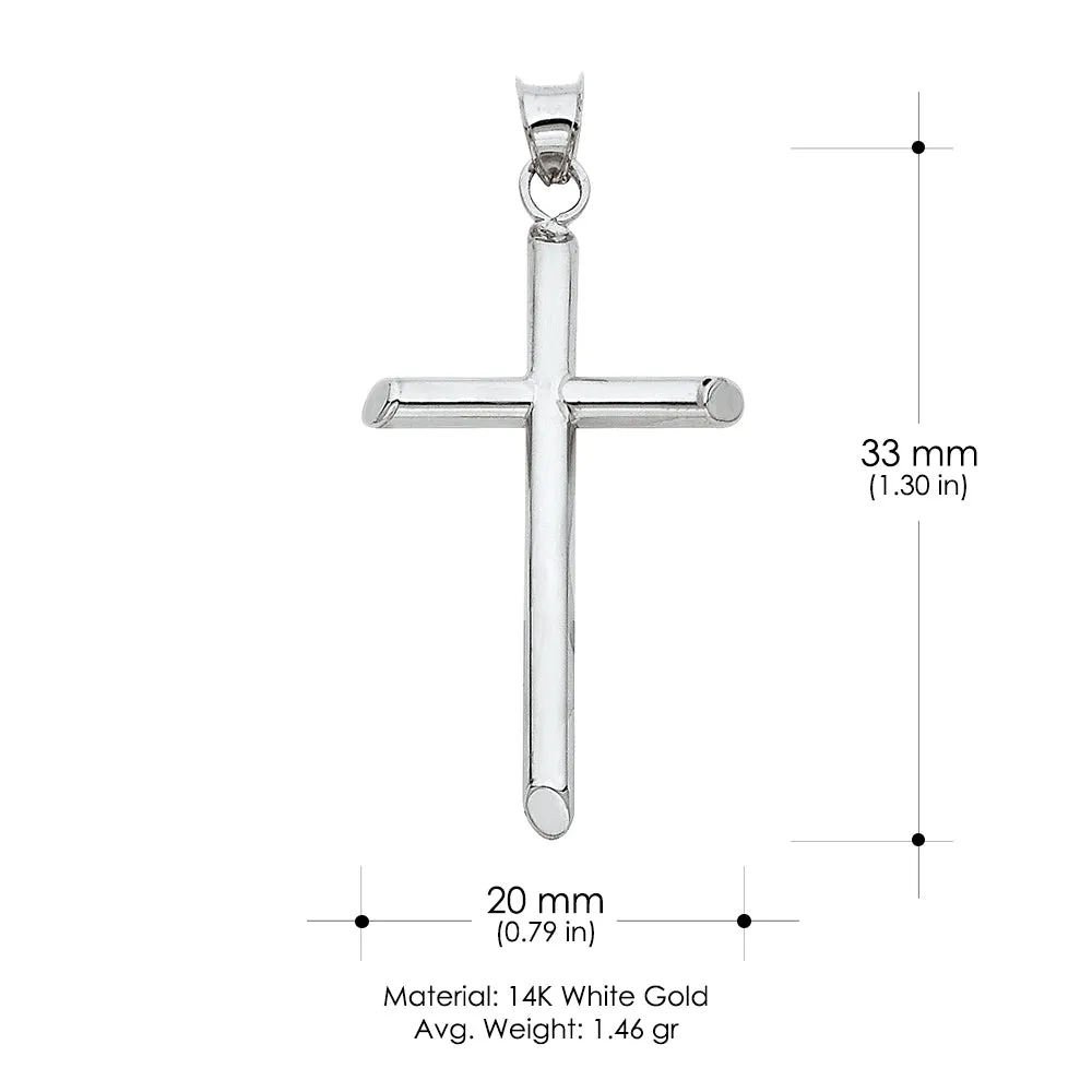 14K Gold Classic Cross Religious Charm Pendant with 1.2mm Box Chain Necklace