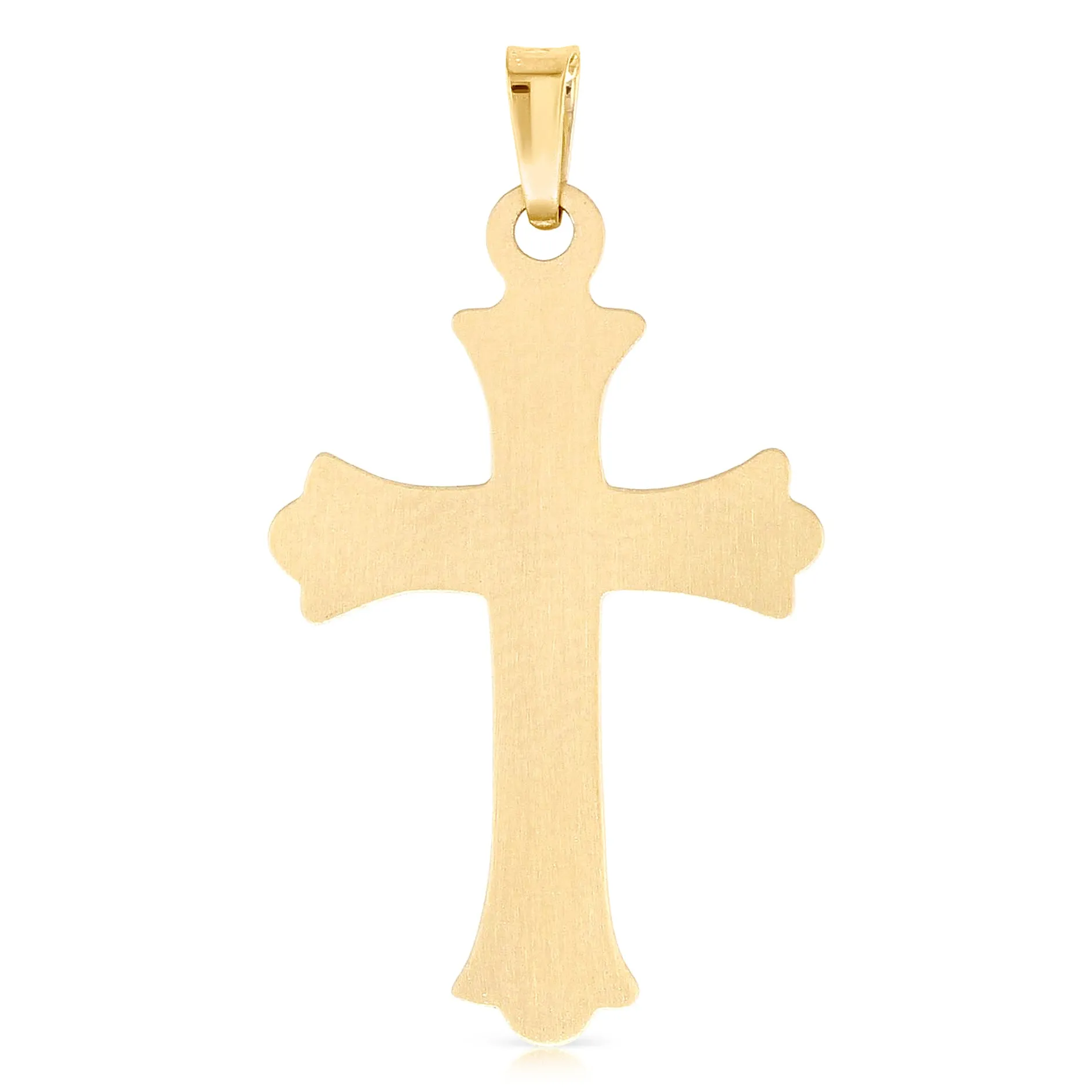 14K Gold Cross Charm Pendant with 1.1mm Wheat Chain Necklace