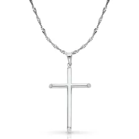 14K Gold Cross Pendant with 1.8mm Singapore Chain