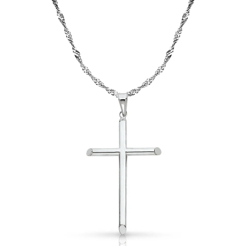 14K Gold Cross Pendant with 1.8mm Singapore Chain