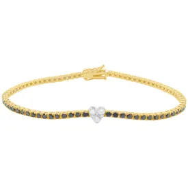 14K GOLD DIAMOND BLACK DIAMOND COCO HEART BRACELET