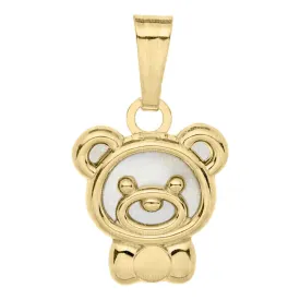 14k Teddy Bear Head Mother Of Pearl Pendant