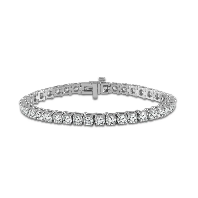 14K White Gold 4ctw Natural Diamond Tennis Bracelet