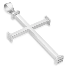 14k White Gold High Polished Religious Plain Cross Pendant