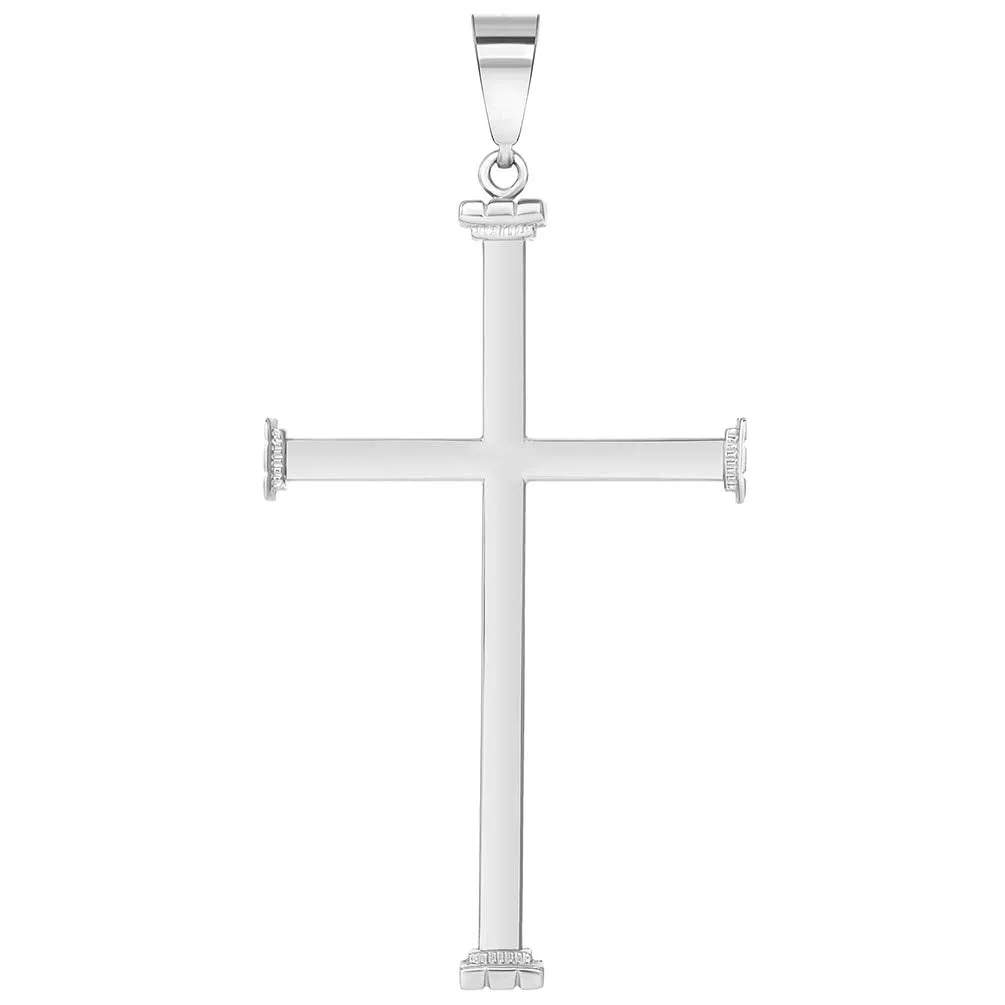 14k White Gold High Polished Religious Plain Cross Pendant