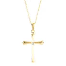 14k Yellow Gold Cross Pendant Necklace