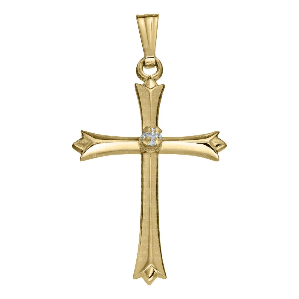 14k Yellow Gold Cross Pendant Necklace