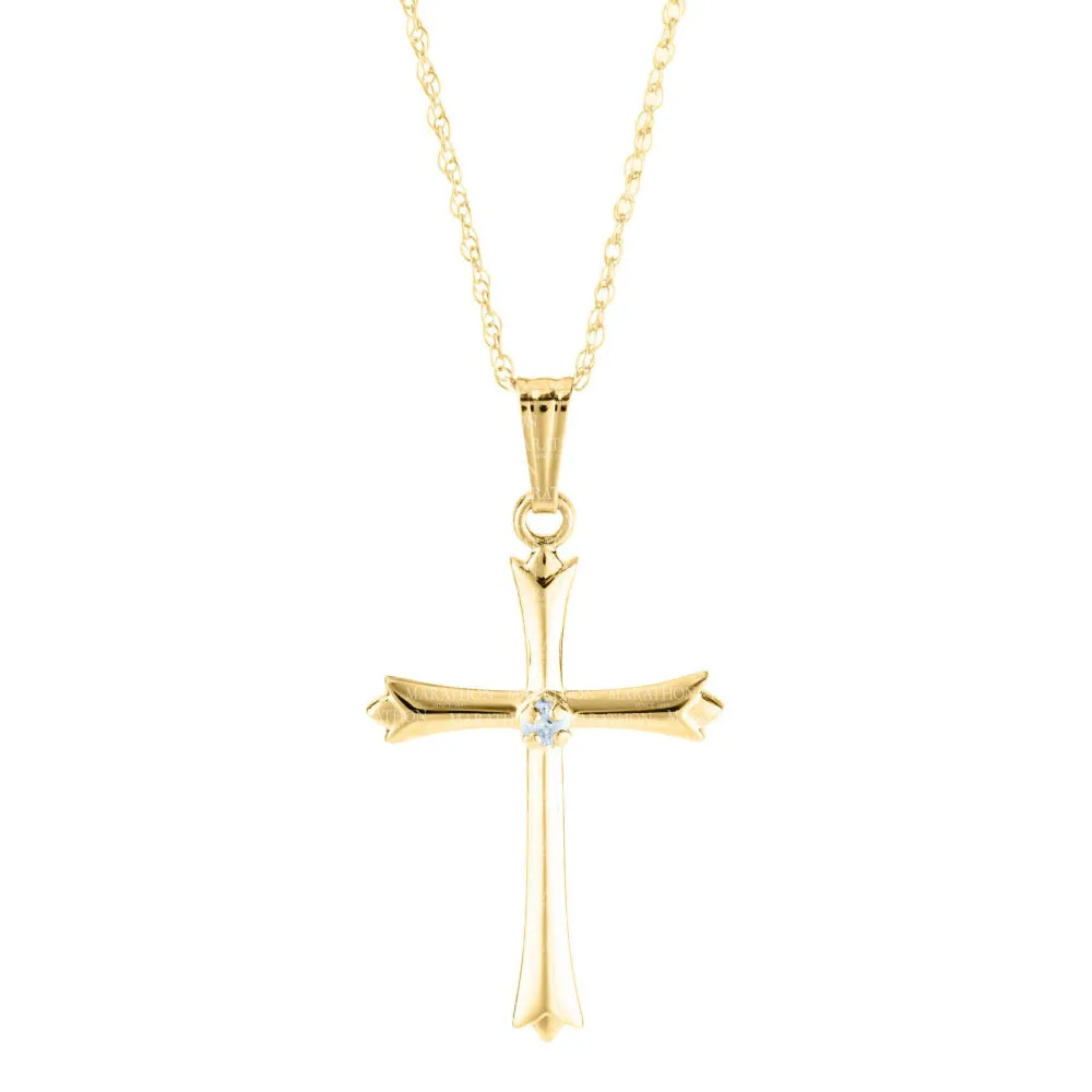 14k Yellow Gold Cross Pendant Necklace