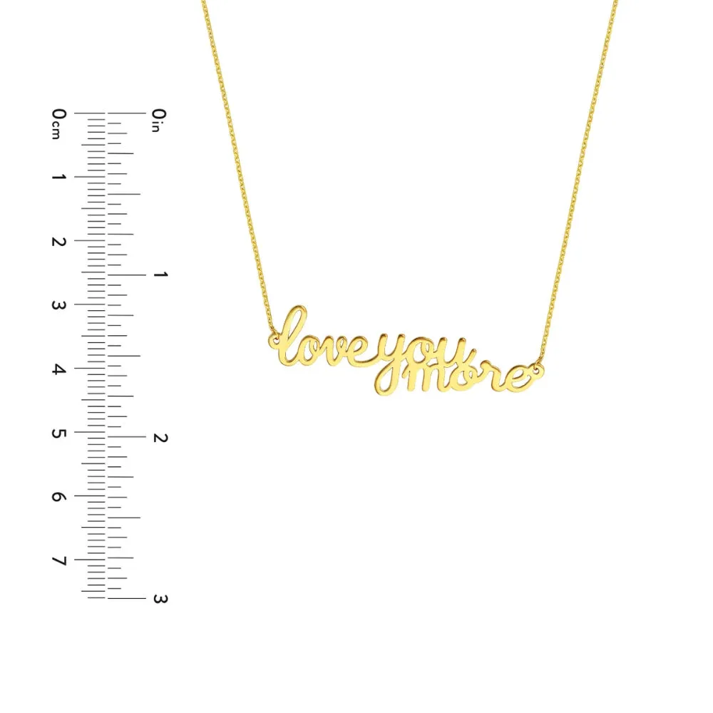 14k Yellow Gold 'I Love You More' Pendant Necklace