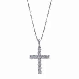 18k White Gold Small Diamond Cross Pendant