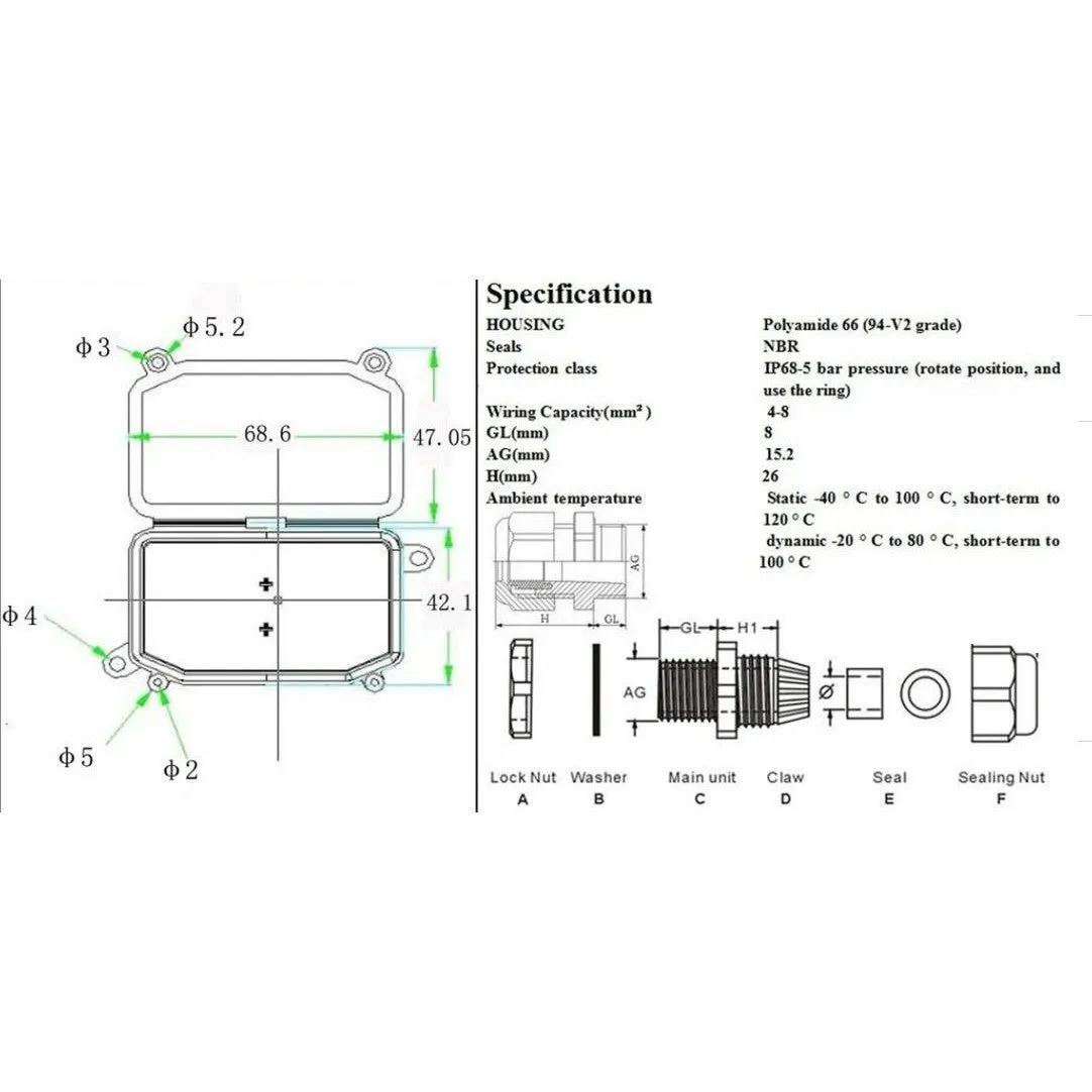 2 or 3 Way Junction Box Outdoor Waterproof IP66 Series Electrical Wiring Box PL-Junction