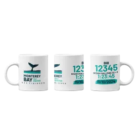 2024 Monterey Bay Half Marathon Finisher Mug with Personalized Bib and Time