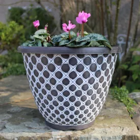 28cm Bell Quilt Recycled Chocolate/White Plant Pot