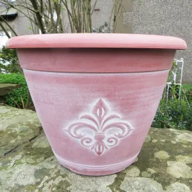 28cm Fleur De Lys Basket Terracotta/White Plant Pot