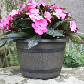 30cm Barrel Planter Dark Brown Plant Pot