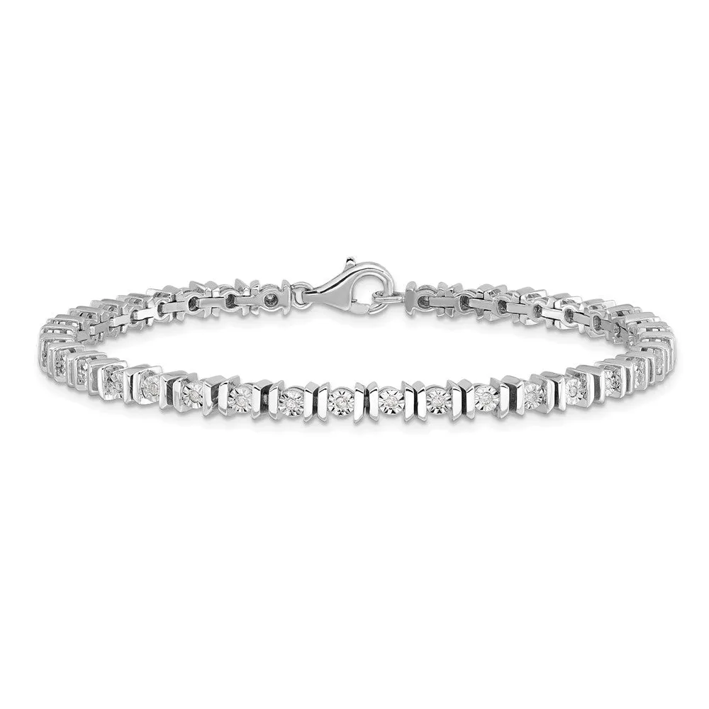 .50 Cttw Classic Illusion Diamond Tennis Bracelet in Silver - 7 Inch