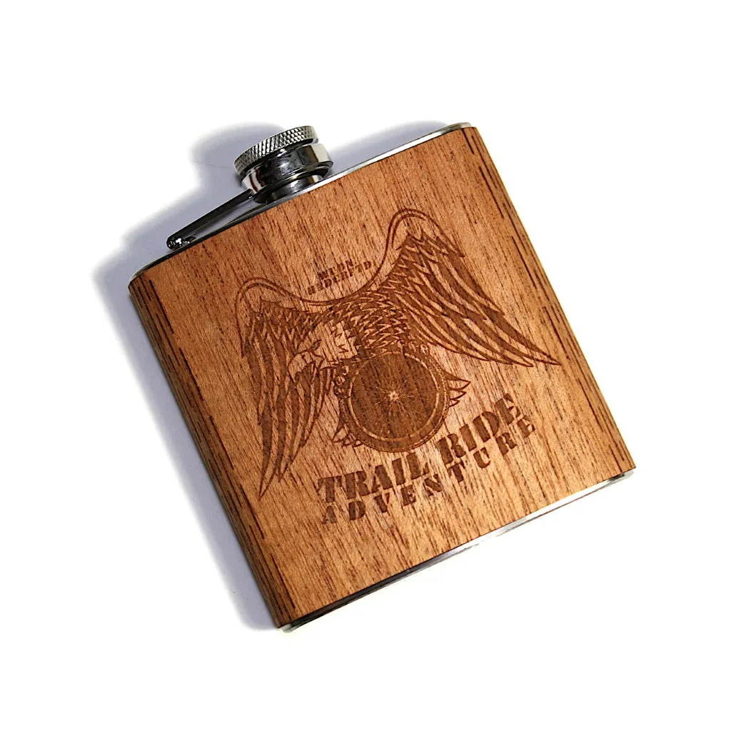 6 oz. Wooden Hip Flask (Trail Ride Collection)