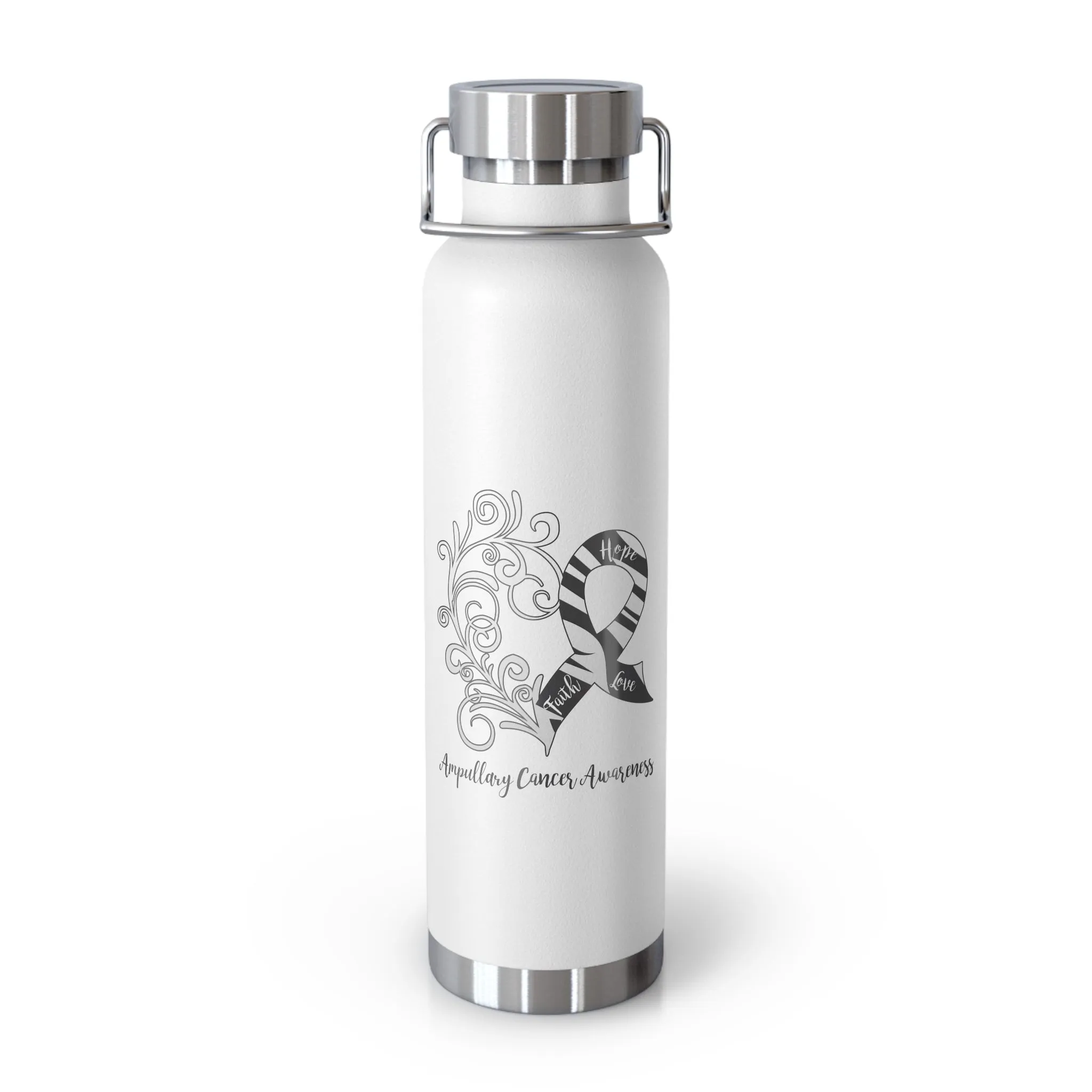 Ampullary Cancer Awareness Heart Copper Vacuum Insulated Bottle, 22oz (White)