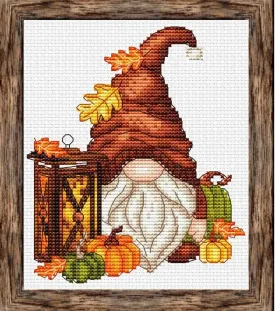 Autumn Gnome with Lantern - PDF Cross Stitch Pattern