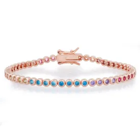 Bezel Set Rainbow Tennis Bracelet