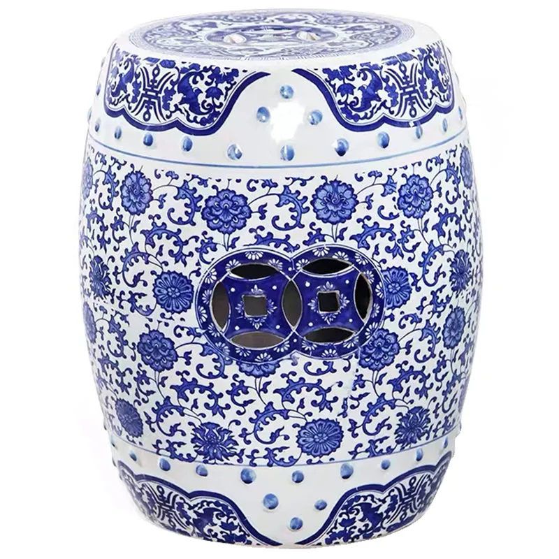 Blue and White Chinese Ceramic Stool