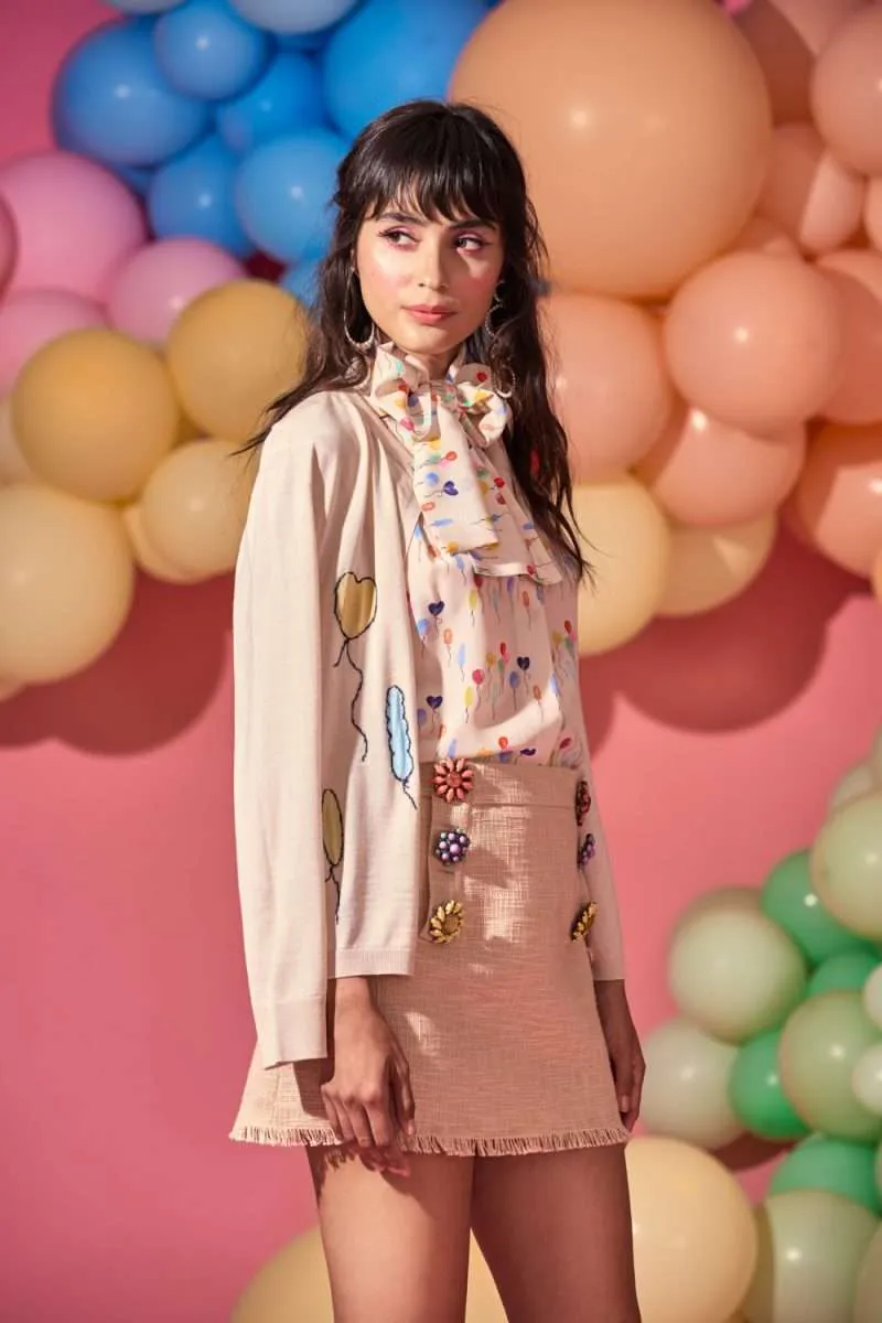 Bow Balloon Tie Blouse