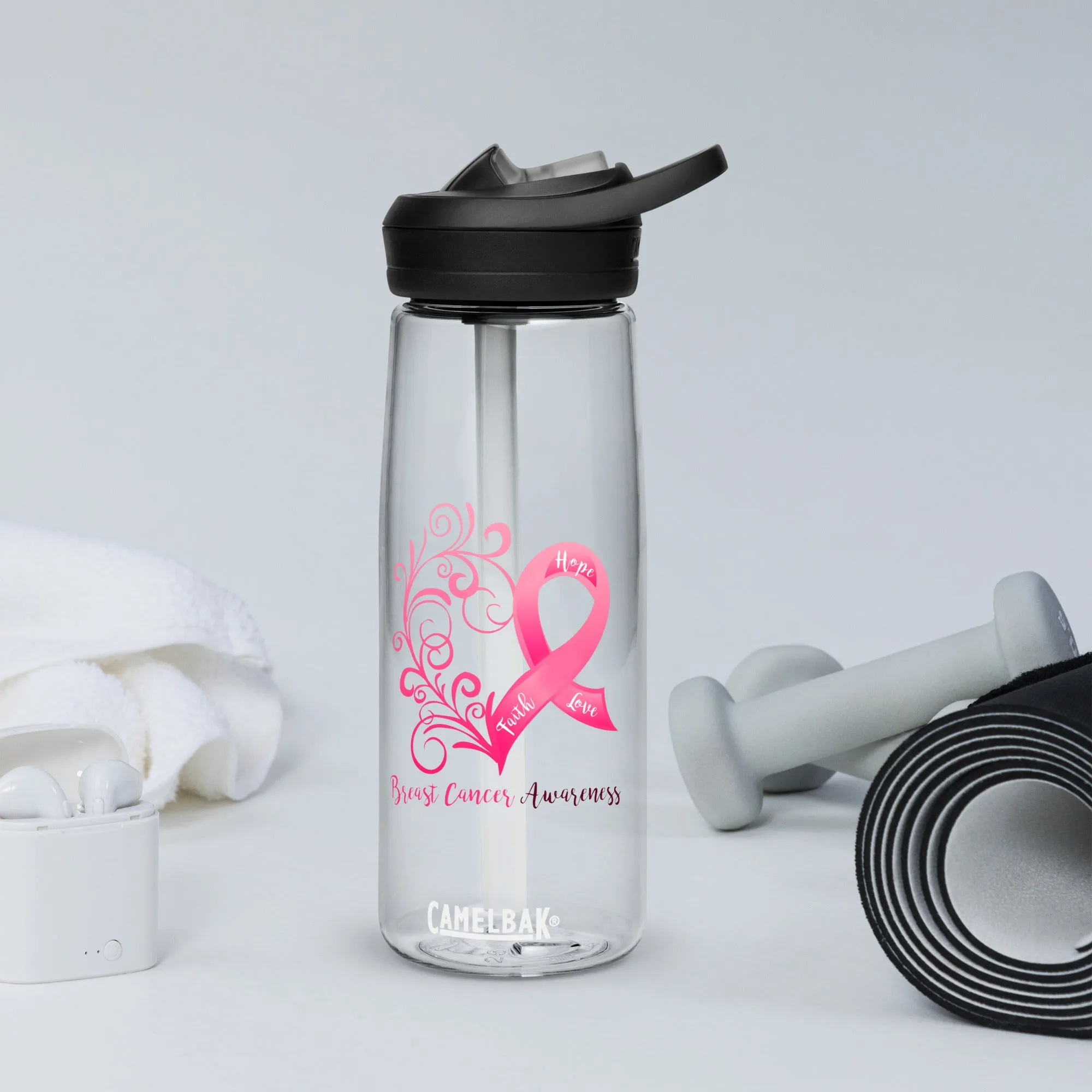 Breast Cancer Awareness Heart Sports Water Bottle | CamelBak Eddy® 