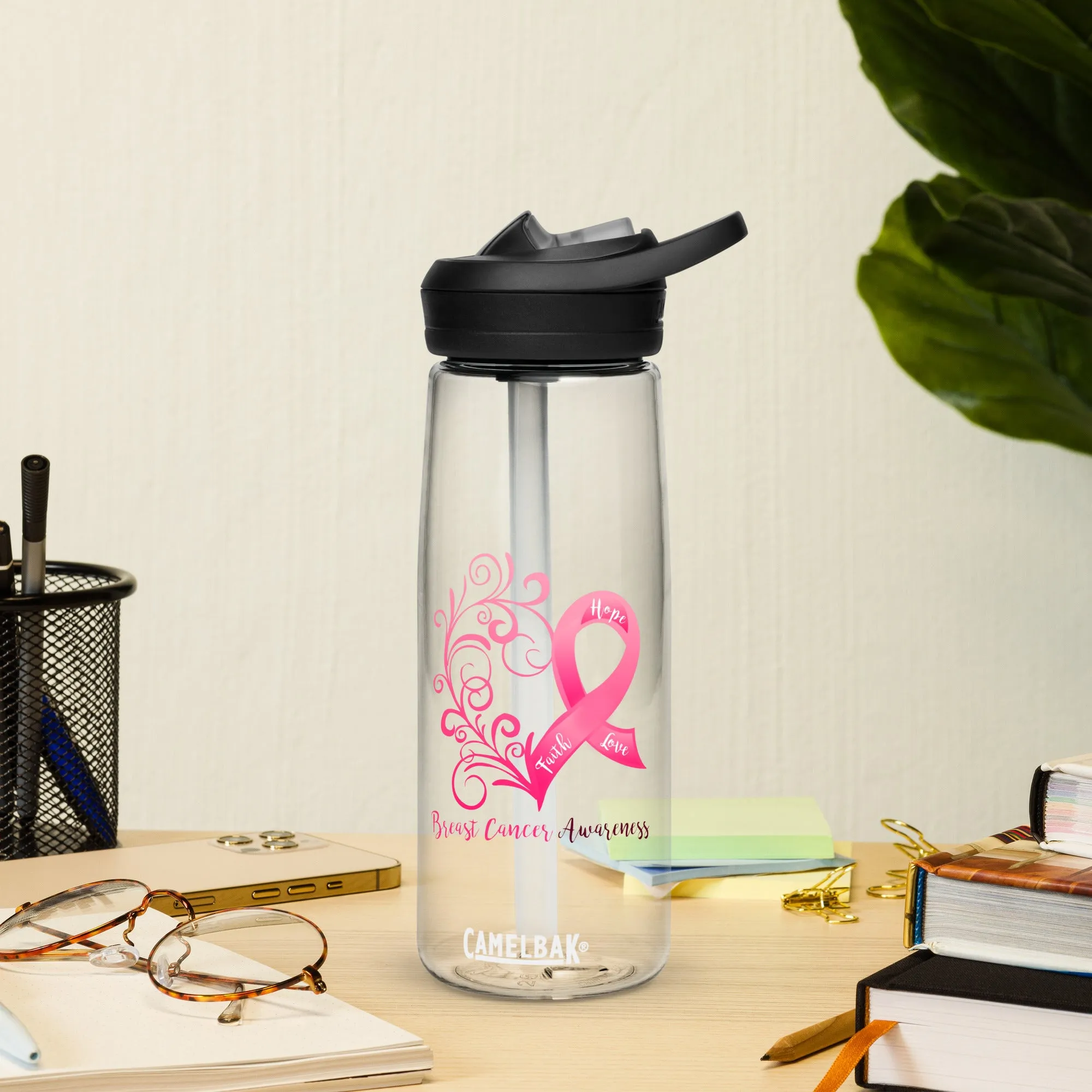 Breast Cancer Awareness Heart Sports Water Bottle | CamelBak Eddy® 