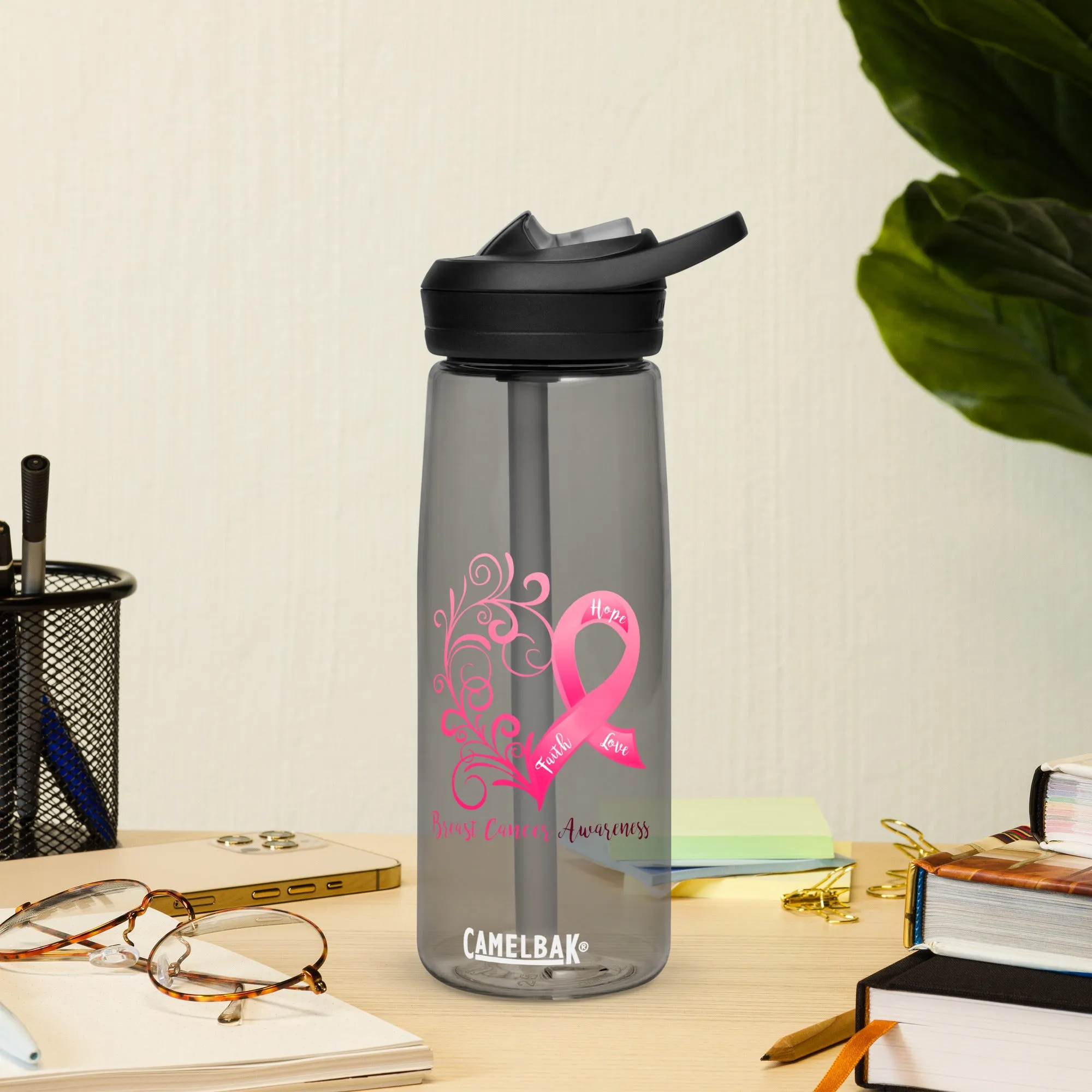 Breast Cancer Awareness Heart Sports Water Bottle | CamelBak Eddy® 