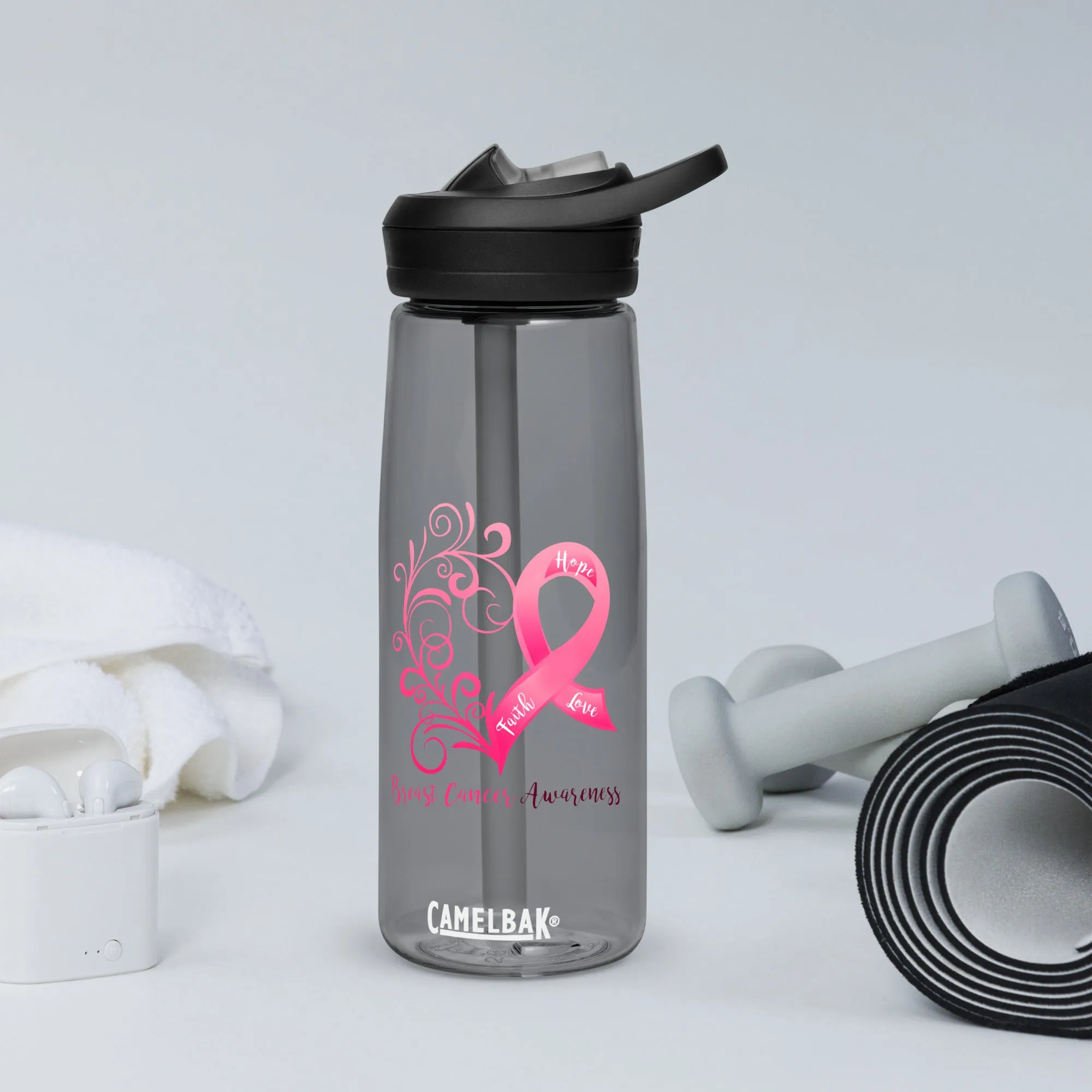 Breast Cancer Awareness Heart Sports Water Bottle | CamelBak Eddy® 