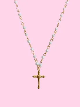 Cabled Cross Pendant Necklace