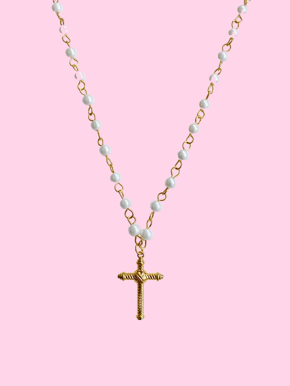 Cabled Cross Pendant Necklace