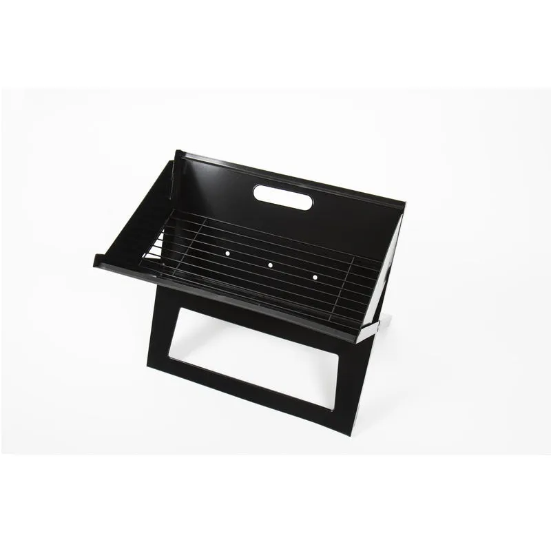 CAMP4 Griglia a carbone pieghevole in acciaio inox nero superficie grill 42x27 cm