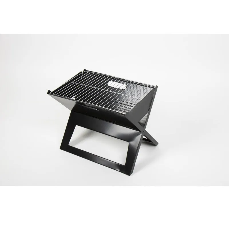 CAMP4 Griglia a carbone pieghevole in acciaio inox nero superficie grill 42x27 cm