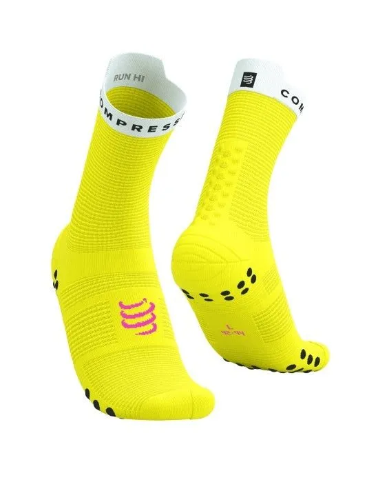 Compressport | Pro Racing Socks V4 | Run High | Safe Yellow / White