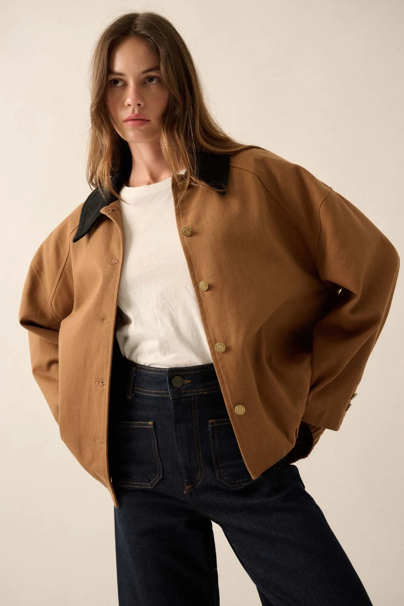 Country Mile Corduroy Collar Twill Utility Jacket